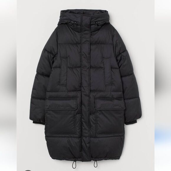 Hooded Padded  Black Jacket,M - Picture 1 of 3